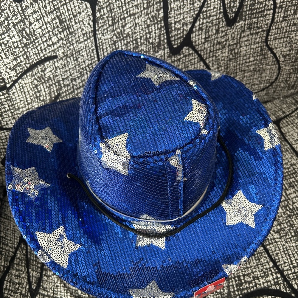 Sequin Blue Star Cowboy Hat - Picture 3 of 7